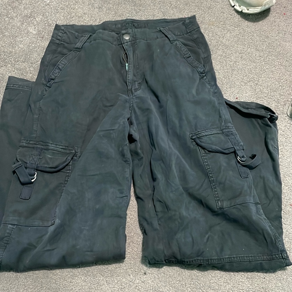 Black loose fit cargo pants